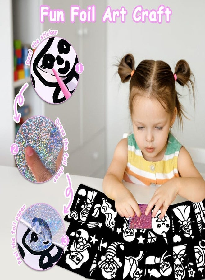 PATPAT® Princess Colouring Book for Kids, DIY Craft Kits with 12 Art Sheets, 80 Colorful Glitter Foil Paper, 2 Scratching Sticks, Foil Coloring Book for Kids 5 Years Suitable as a Gift for Girls - Image 4